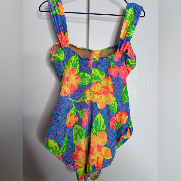 Vintage Fantasize 90s Neon Floral Bikini – Size 18W Plus Size Retro Swimwear - Picture 9 of 9